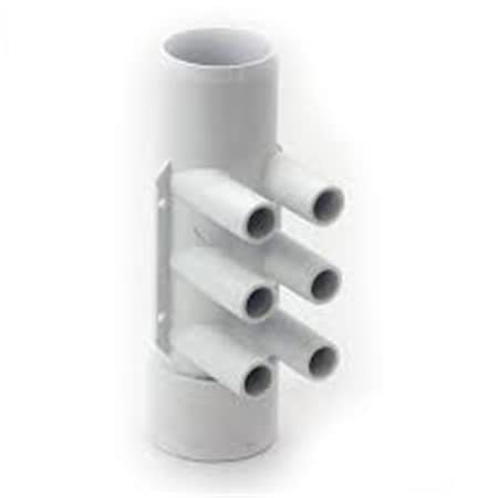 Handson 2 in. Shr - 2 in. Socket Manifold; Pvc Waterway Pipe - 6 Port & 0.75 in. Sb Ports HA1188727